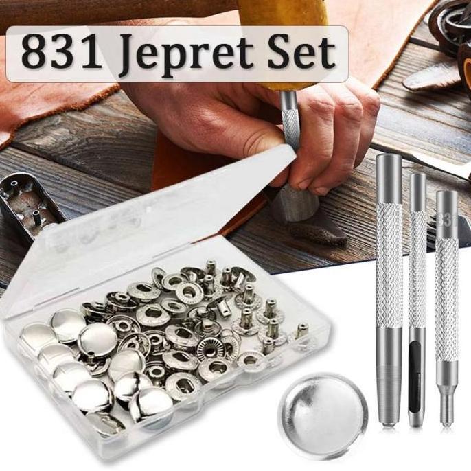 Sora- 52Pcs Kancing Jepret Besi 831 Kancing Jepret Cetet Kancing Jepret Anti Karat + 4Pcs Alat Pemas