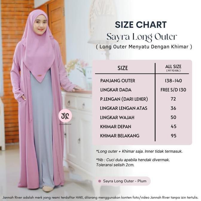 Jannah River - Sayra Long Outer Set Khimar Lebaran Syari Crinkle Airflow Premium Gamis Wanita Muslim