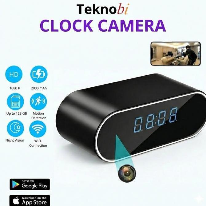 Teknobi Kamera Keamanan Wifi Wireless IP Camera CCTV Jam Sensor gerak Android Smart cctv  kecil tanp