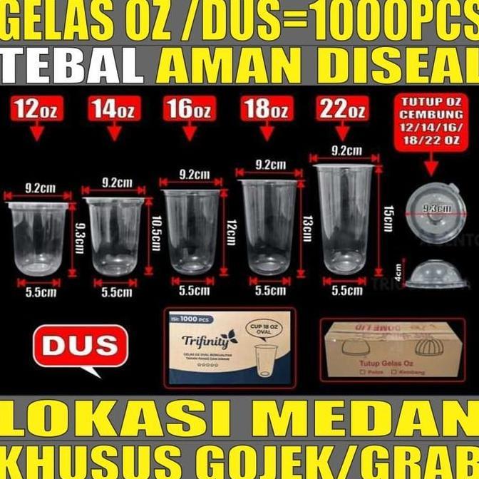 BEBAS ONGKIR - Gelas oz Oval 12oz 14oz 16oz 18oz 22oz Per Dus Bening Cup Plastik Gjk Medan