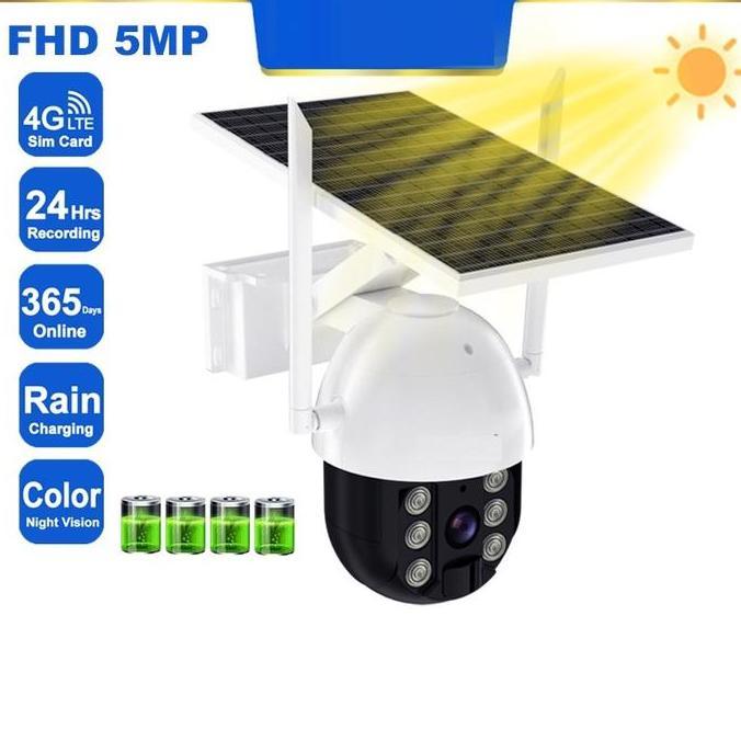 Solar Camera 4G CCTV Solar Powered HD 5MP Kamera CCTV Merekam 365 hari