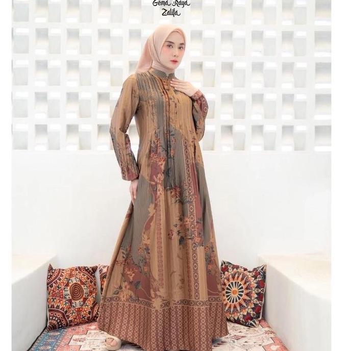 Zalifa Dress Terbaru Gamis Brukat Premium Lebaran Maxi Mewah Muslim Dewasa Remaja Pesta Wanita Konda