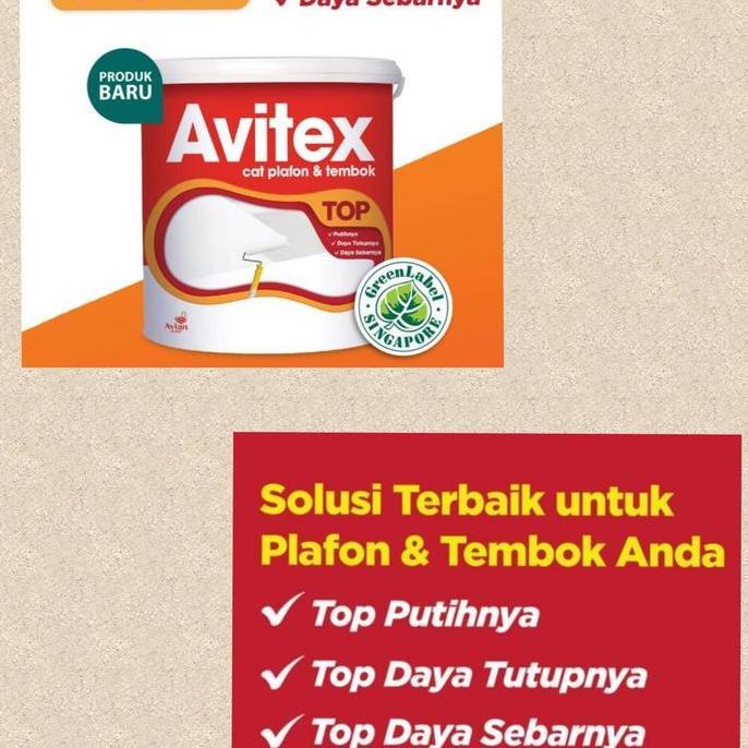 BEBAS ONGKIR - cat plafon dan tembok Avitex top 5kg,cat avitex tembok dan plafon 5kh warna putih Pai