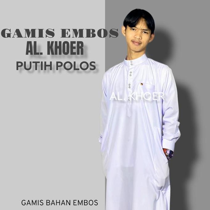 SUPER DEAL - alkhoer jubah madinah gamis bahan embos kancing kotak impor jubah pria dewasa termurah 