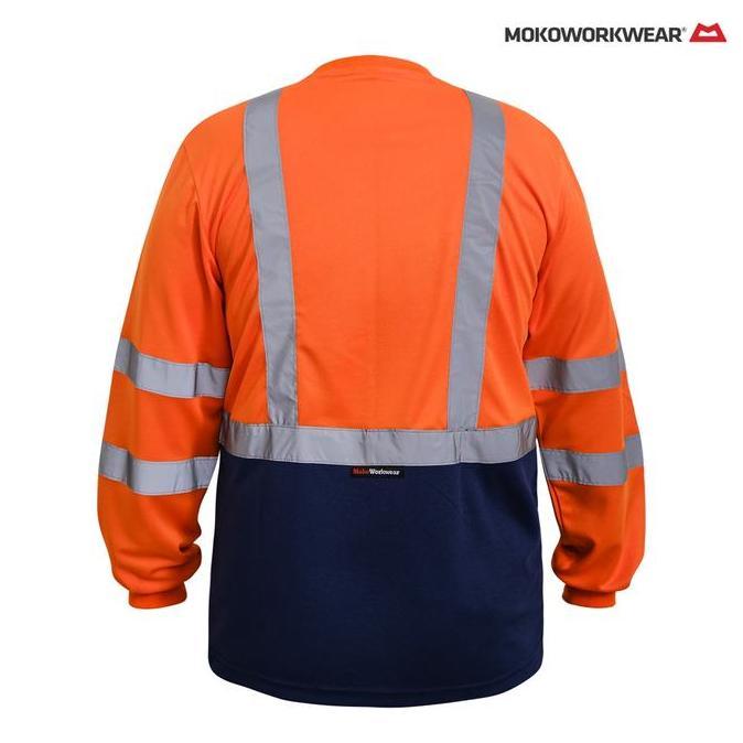 MokoWorkwear - Tshirt Safety Dryfit Orange Navy Kaos Dryfit