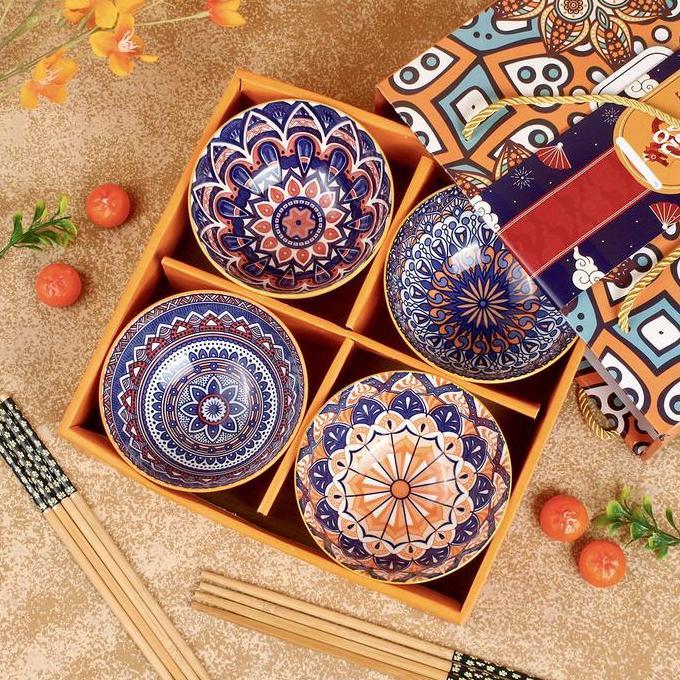 Ready Bohemia Bowl Gift Set / Set Piring Mangkok Makan Keramik / Hampers Souvernir Gift Wedding