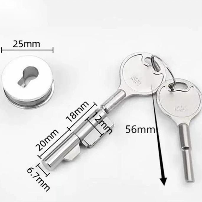 GAMYPAR 1set Kunci Kaca Etalase Glass Cabinet Showcase Lock Kunci Lemari Rak Pajang Kaca