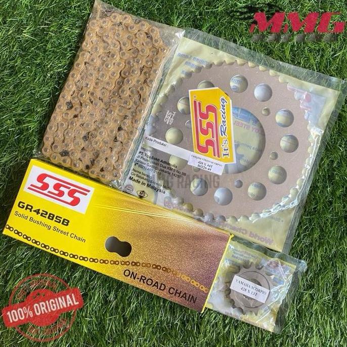 Original Gear SSS Set 428 + Rantai SSS 428 SB untuk motor Yamaha Scorpio - Scorpio Z