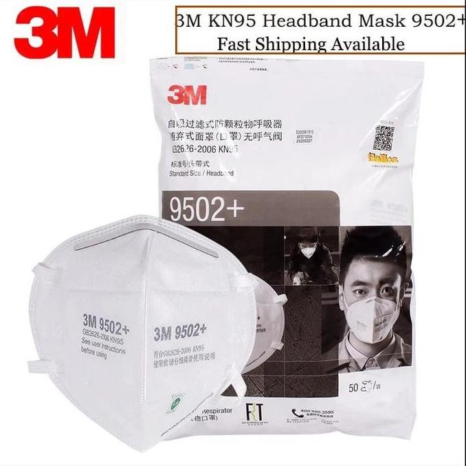 Masker Kn95 N95 3M 9502+ Headloop Masker Medis 100% Bag 50 pc
