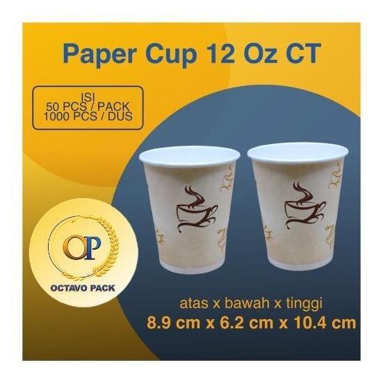 Paper Cup 12 Oz Hot CT Printing / Gelas Kertas Minuman Panas 12 Oz Hot CT Motif (Isi 50 pcs)