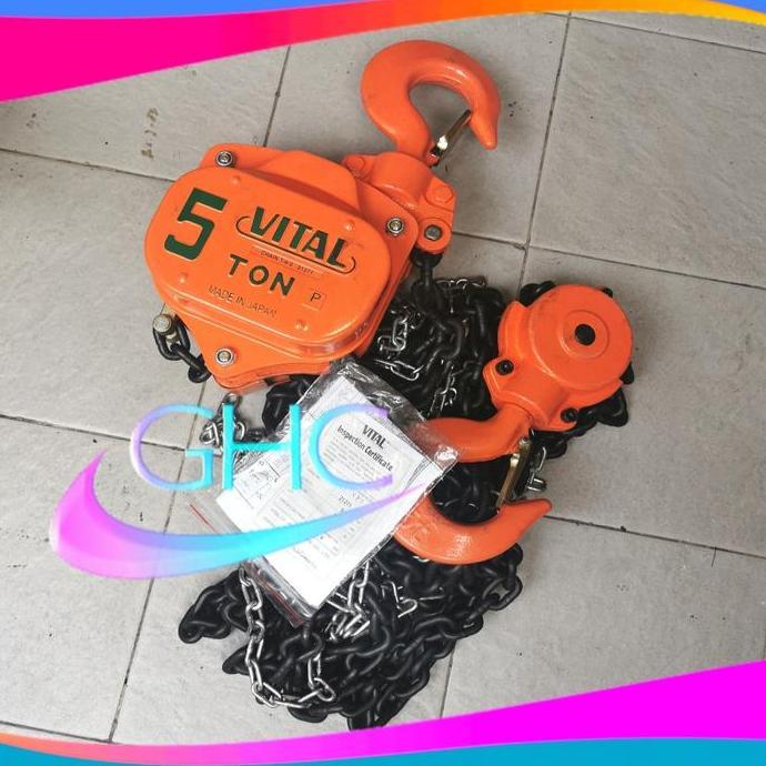 QURYGHANZ Chain Block Takel 5 Ton 3 Meter Vital Made In Japan Chain Block 5Ton