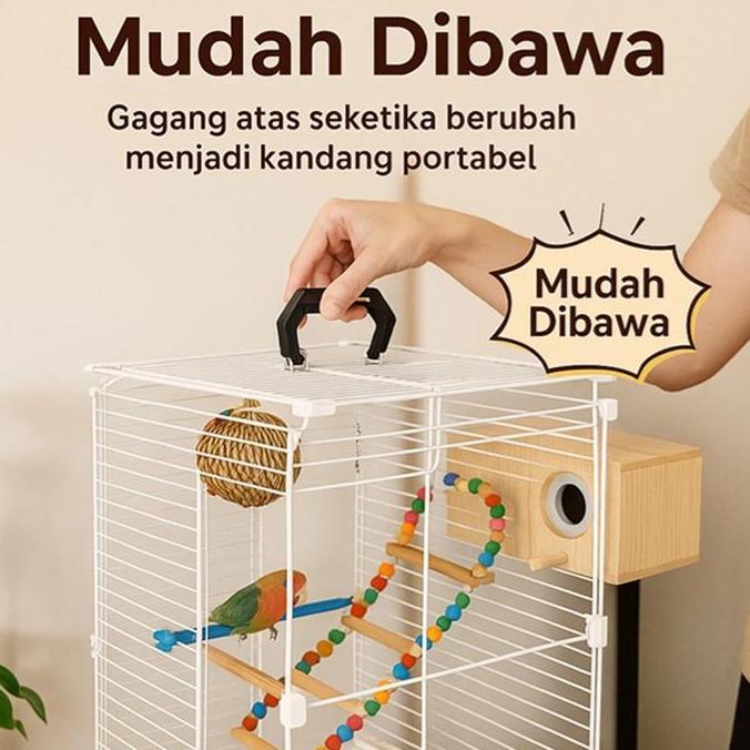 Kandang burung kakatua jenis baru di rumah menggunakan vila burung delux berukuran besar untuk menja