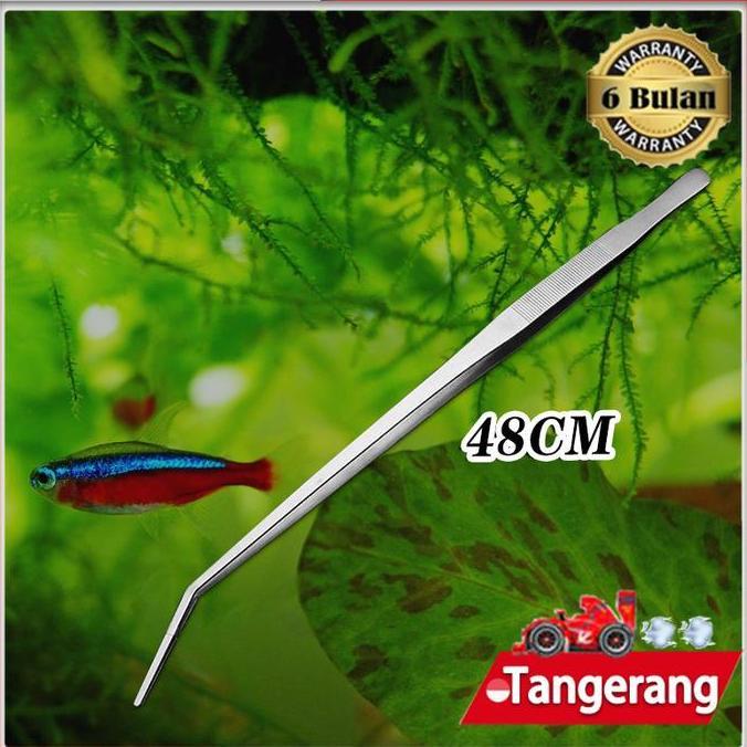 DZAIGIZAGA 48cm Pinset Aquascape Stainnless Pinset Panjang Aquarium Pinset Bengkok Aquascape