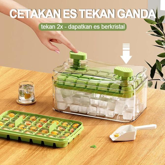 JC Ice Cube Maker 28 Grid Cetakan Es Batu Kristal Transparan, Pembuat Es Batu Mini Praktis, Tempat E