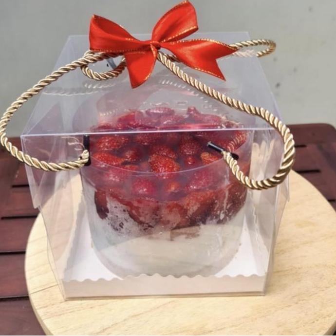 Box Mika Kue Handle Tali 22x22 / box hampers lebaran / kotak mika kue