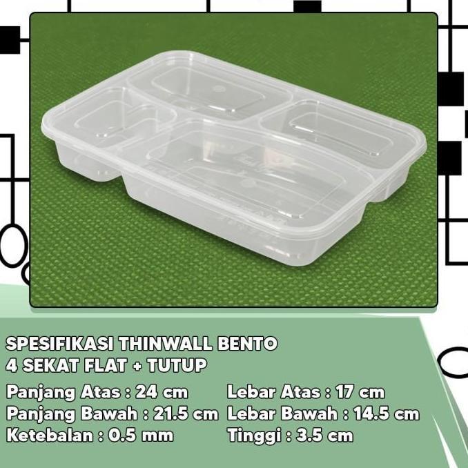 Thinwall Bento Sekat 4 Plastik - Kotak Makan Bento Thinwall Premium
