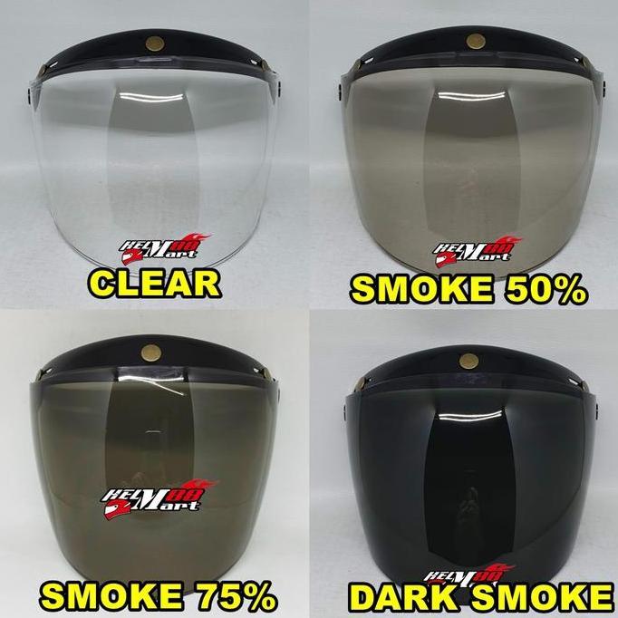 Visor ZEUS 110ca Kaca Helm Retro ZEUS 385 ZS380 Kaca Helm Retro 3 Kancing Universal Helm Bogo Retro