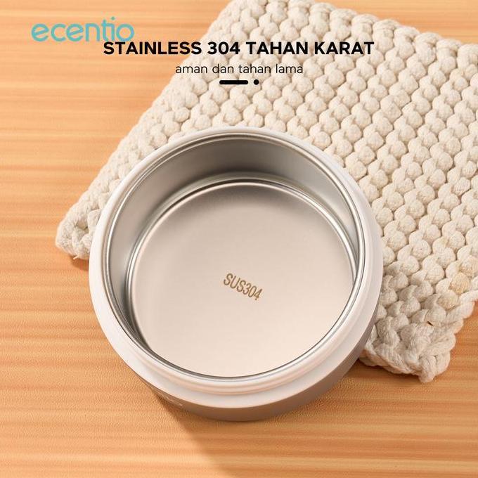 ecentio lunch box tas set 3pcs Kotak Makan anti tumpah 304 Stainless Steel tas bekal dan free Sendok