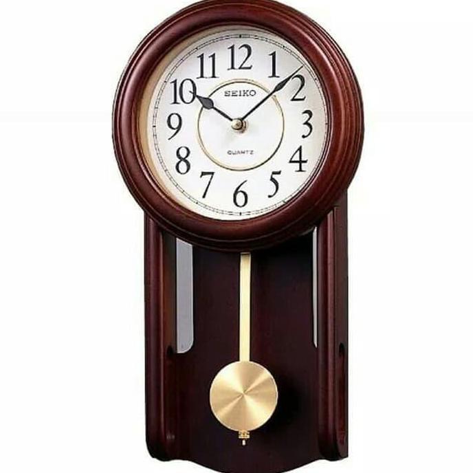 Jam Dinding SEIKO Kayu Bandul Japan QXC105B QXC105 Brown Original