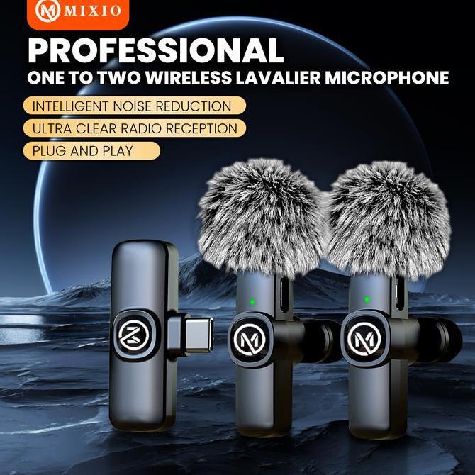 MIXIO W13 W14 Mic Wireless Clip on Microphone Mikrofon Lavalier HP Plug & Play