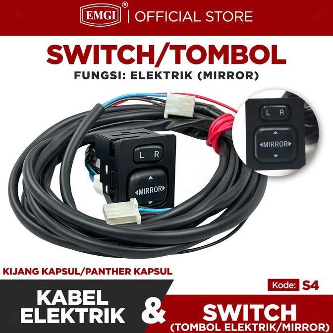 Switch Mirror - Spion Mobil - Saklar Elektrik Kijang Kapsul - Kabel Kaca Spion - S4 Best Quality