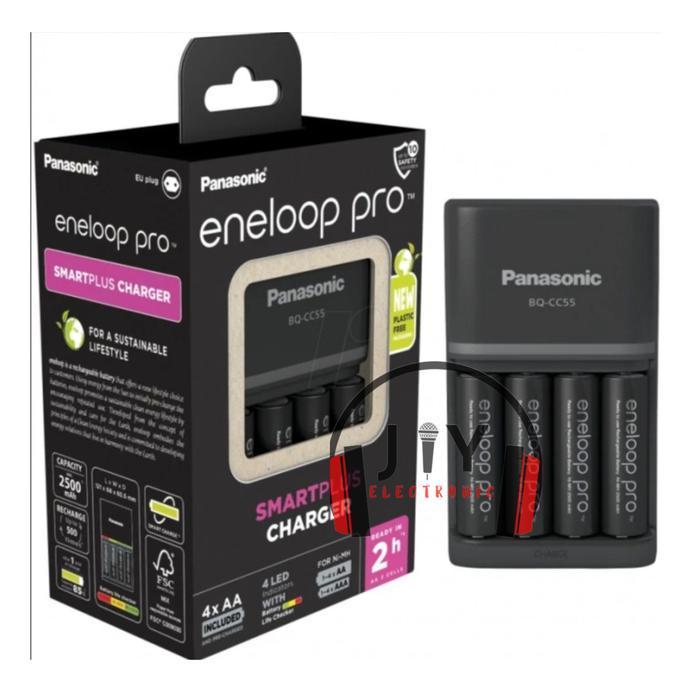 Panasonic Eneloop Pro Bq-Cc55 Charger Kit + 4 Pcs Baterai Aa 2500Mah New