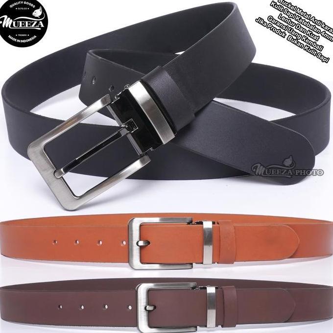SUPER HEMAT - Ikat Pinggang Kulit Pria Kulit Sapi Limosin Asli MUEEZA CMKSL01 3,5cm