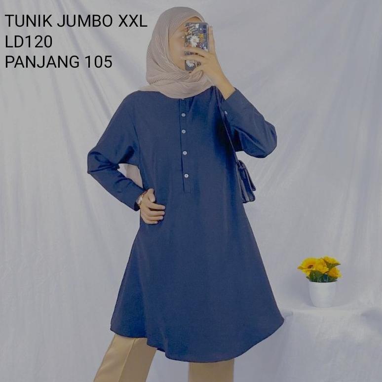 Tunik Jumbo/Tunik Muslimah/Tunik Jumbo Ld120&102/Panjang 105/Big Size/Moscepe Import Premium/Tunik T