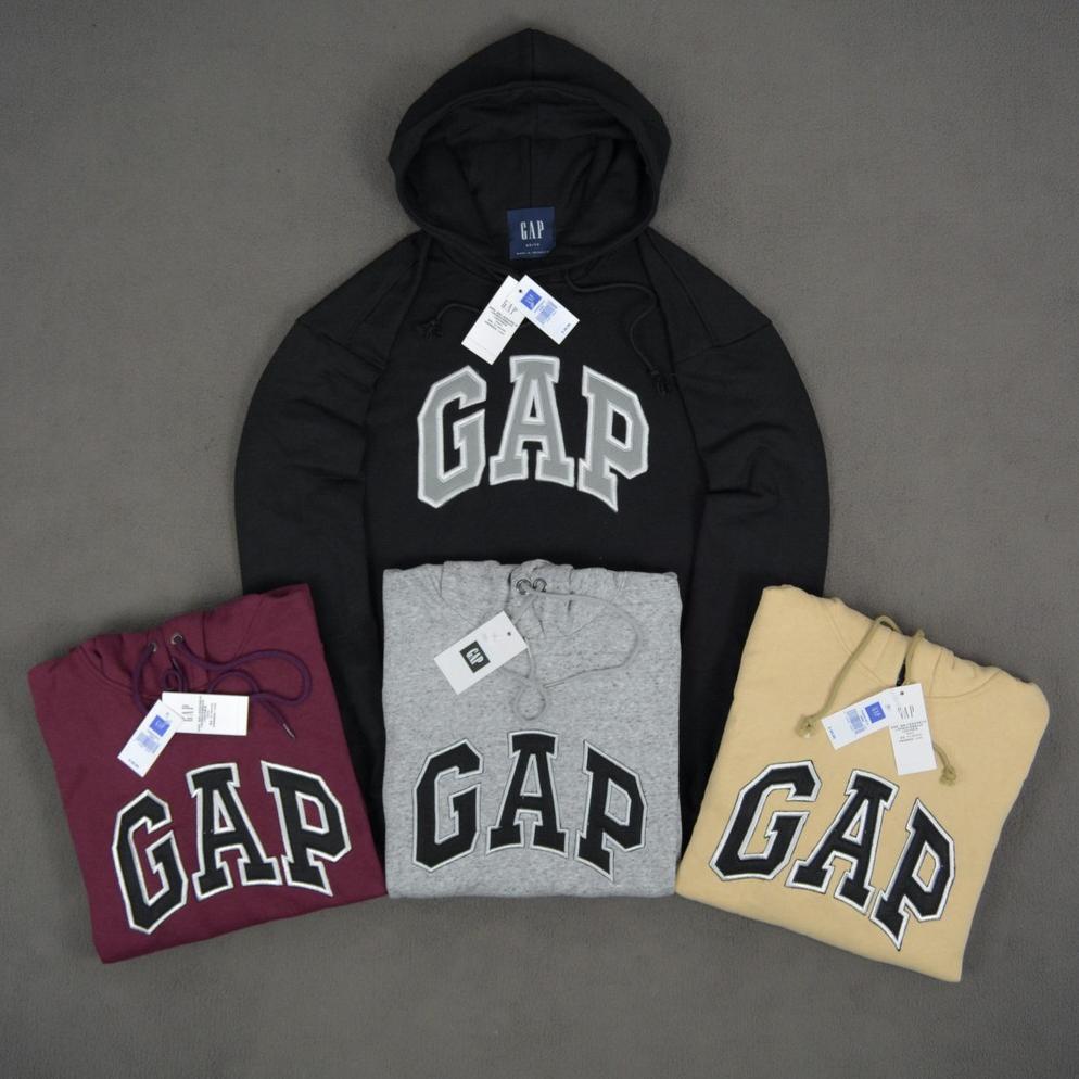 NEW GAP Hoodie Sweater - Jaket GAP Abu Teks Bordir Bahan Tebal Premium Ukuran M sampai XXL