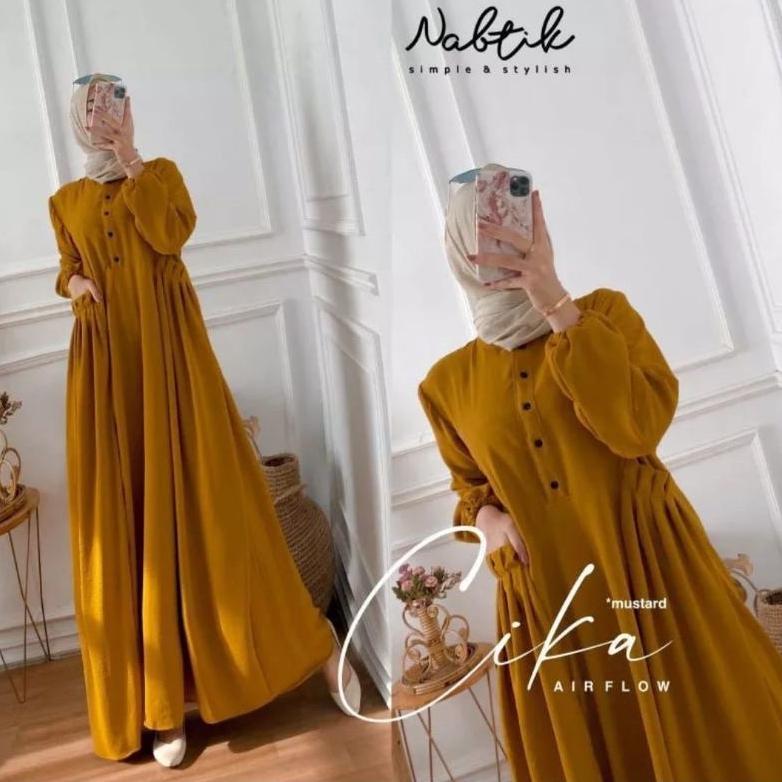 Sales Gamis Crinkle Airflow Polos Chika Dress Muslim Wanita