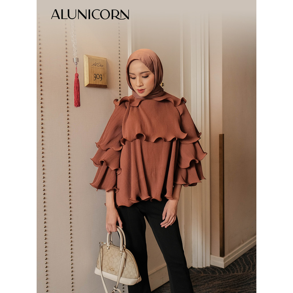 Alunicorn - Ruby Blouse - Blouse Plisket - Atasan Blus Wanita