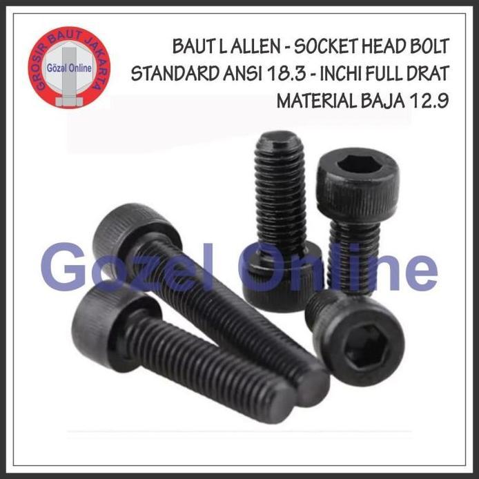 Baut L Baja 12.9 INCHI 5/16" x 6" UNC 18TPI Half - Baut kunci L BSW