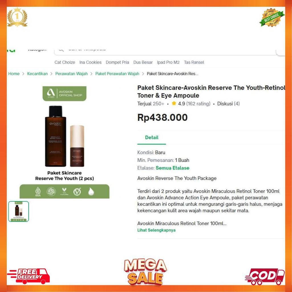 Paket Skincare-Avoskin Reserve The Youth-Retinol Toner & Eye Ampoule [K2]