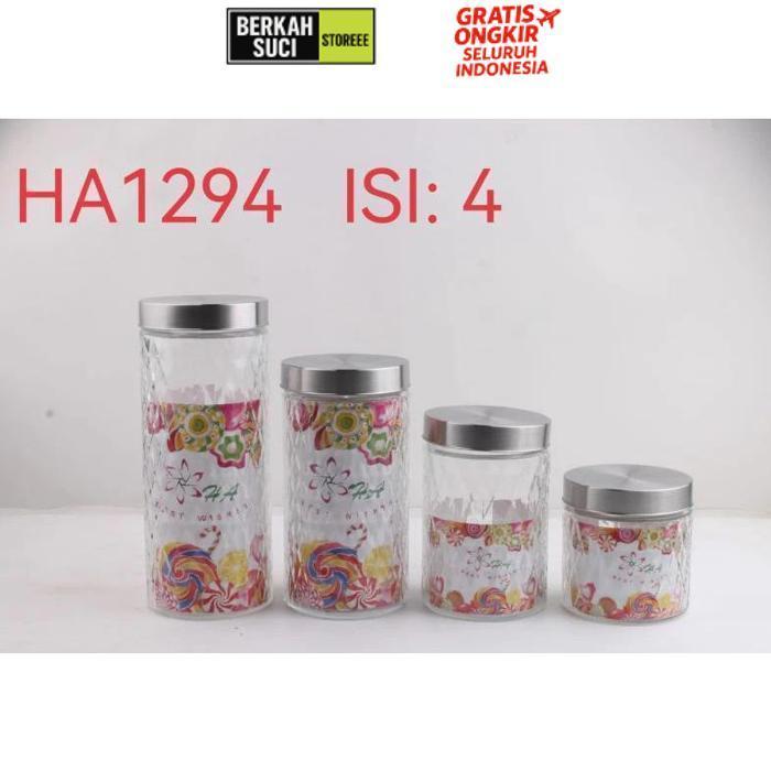 Cod Toples Kaca Set Diamond Satuan 4 Pcs Tempat Penyimpanan Kue Lebaran