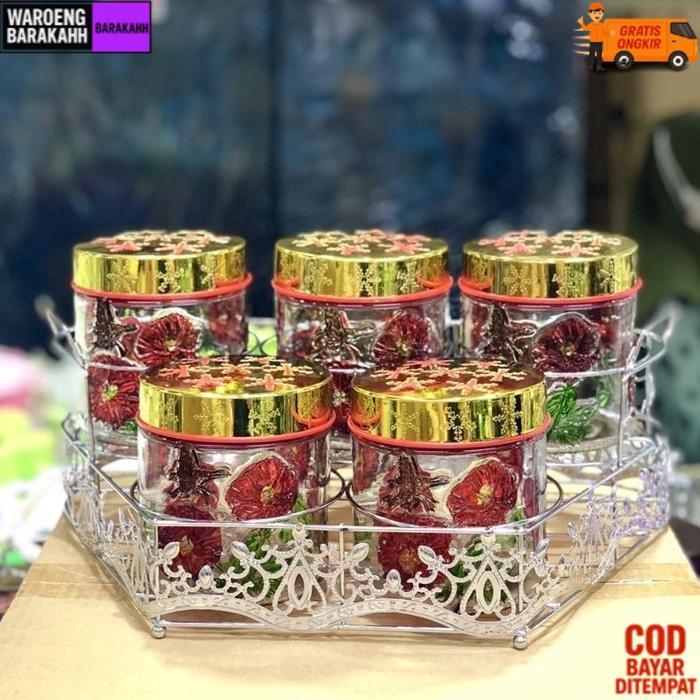 Viral Toples Kaca Set Isi 5 Pcs + Rak / Toples Set / Toples Lebaran