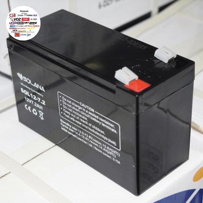 Accu aki baterai kering SOLANA SOL 12-7.2 12V 7.2Ah 7Ah Aki Ups dll Murah