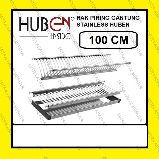 Rak Piring Gantung HUBEN 100cm 100 cm Stainless Steel Dish Rack Gelas