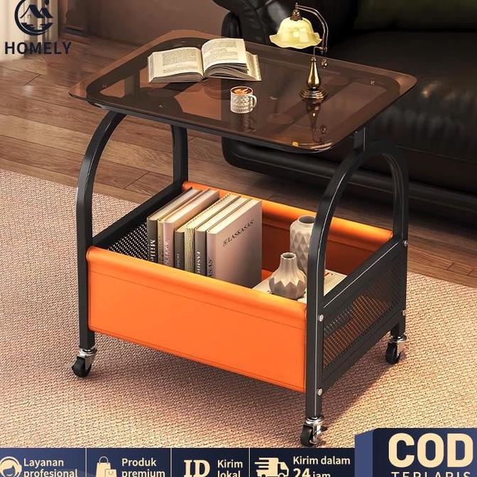 Rak Troli Susun Roda Meja Sudut Sofa Kopi Meja Teh Trolley Meja Kecil Kamar Ruang Tamu Bedside Table