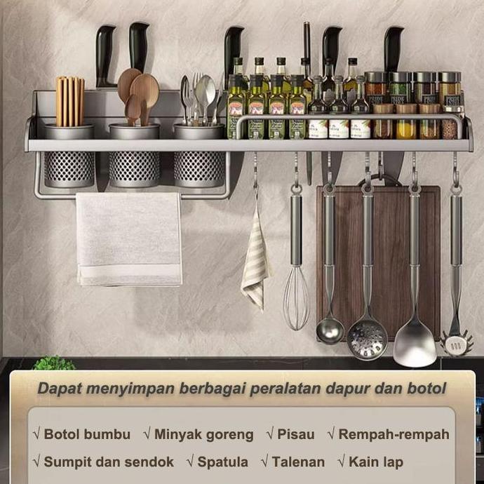 Rak Dapur Stainless Steel Rak Bumbu Dapur Rak Pisau Dapur Gantung