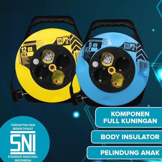 Kenmaster Kabel Roll 5 / 12 Meter (Sni) / Colokan Listrik Gulung / Roll Kabel Listrik
