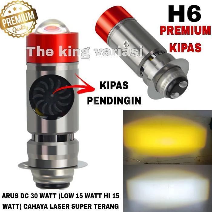 LAMPU UTAMA MOTOR LED H6 KIPAS PRO LASER SUPER TERANG/LAMPU DEPAN MOTOR H6 PRO KIPAS PENDINGIN CAHAY