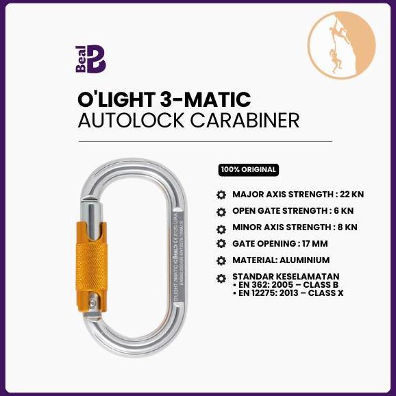 Karabiner Panjat - Beal O'light 3-Matic - Oval Aluminium Carabiner
