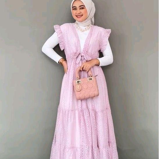 Naykamila Outer Brokat Malika Tanpa Lengan Bahan Brokat Malika Nyaman Dipakai Dengan Tali Serut Di P
