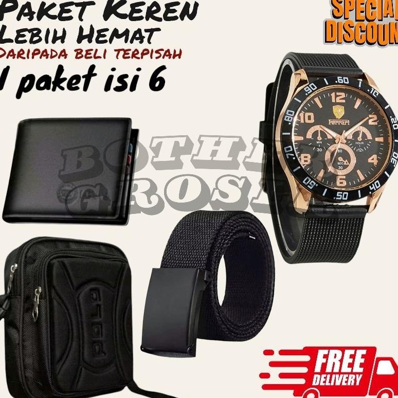 TERBARU (Promo Paket Istimewa Pria Keren Combo Star Pria Terbaru ) 6 In 1/Jam Tangan Pria Keren Beli