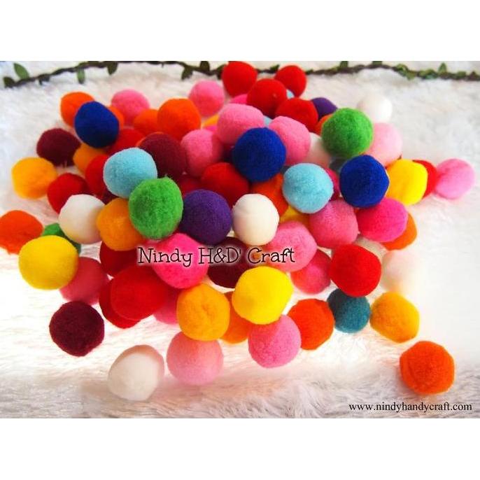 Bola Pompom Halus 3cm isi 100 Kualitas Bagus - Pompom 3cm - Pompom