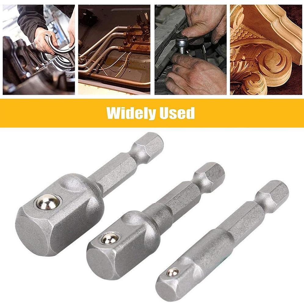 Jld 3Pcs Adaptor Kepala Bor Hex Kunci Socket Impact Driver Converter