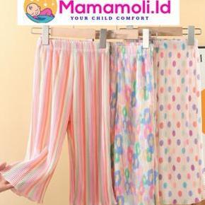 Celana Panjang Anak Perempuan Model Kulot plisket Super Keren Bahan Silk Halus Premium Warna Warni