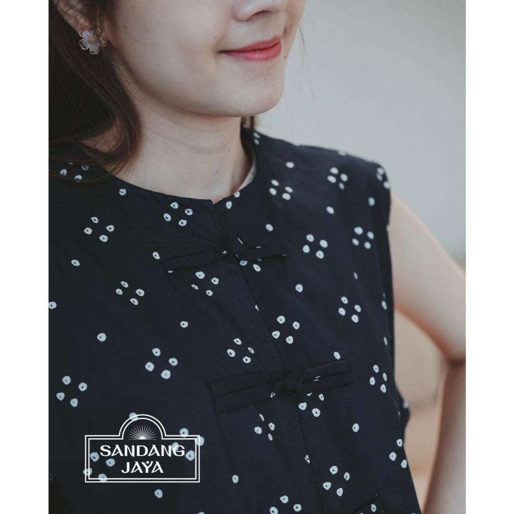 BEST DEALS SANDANG JAYA - Long Tunik Sleeveless Bunga Atasan Batik Wanita Terbaru Outfit Kondangan H