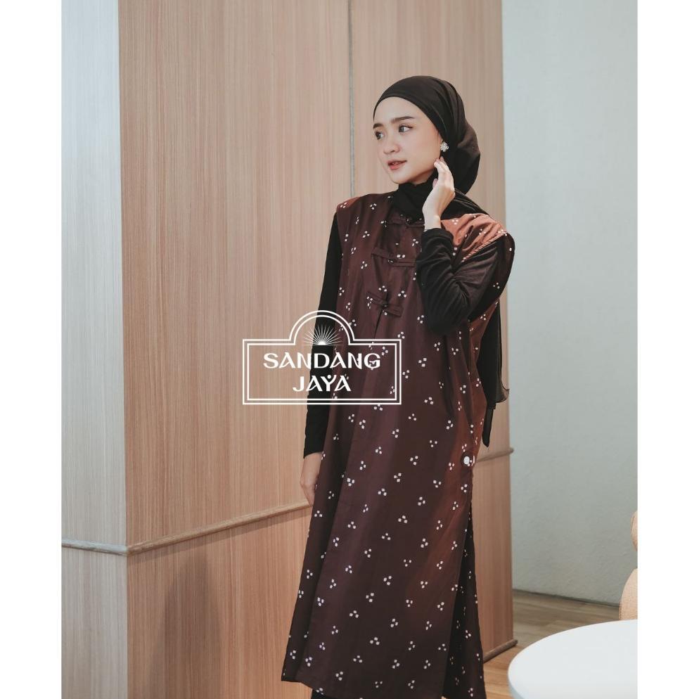 Best Sale Sandang Jaya - Long Tunik Sleeveless Bunga Atasan Batik Wanita Terbaru Outfit Kondangan Ha