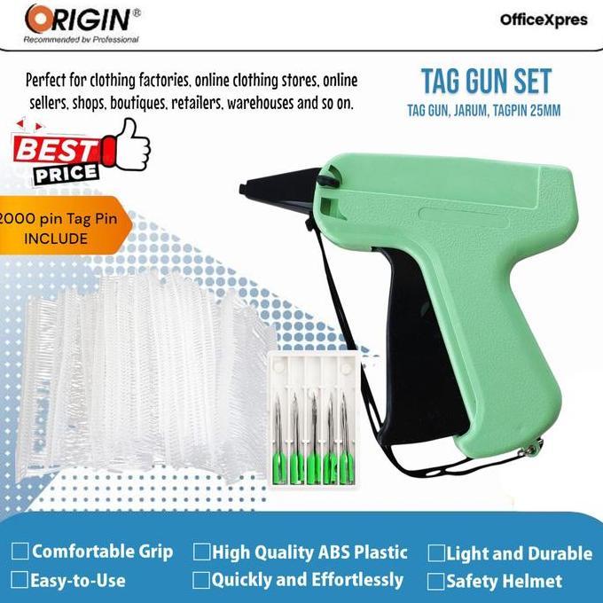 DERADUAJI Tag Gun Set / Paket Alat Tag Gun / Tag Gun + Jarum Tag Gun + Tag Pin 25mm / Tag Gun Kit